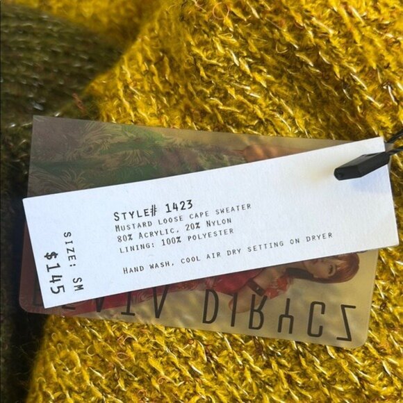 Beata Dirycz Loose Cape Sweater in Mustard - S - Picture 3 of 7